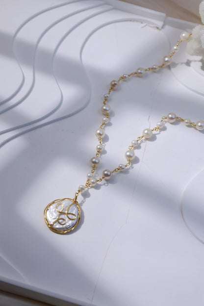 Baroque Pearl Pendant Necklace - Crafted with Brass
