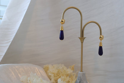 Gold Lapis Lazuli Drop Earrings - Crafted with Brass