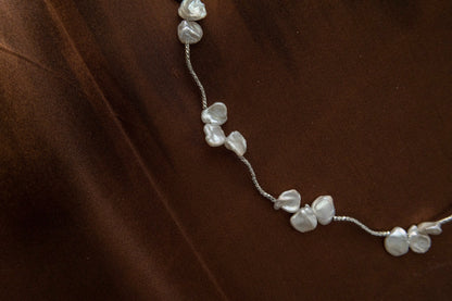 Petal Baroque Pearl S-Link Necklace - Crafted with Brass
