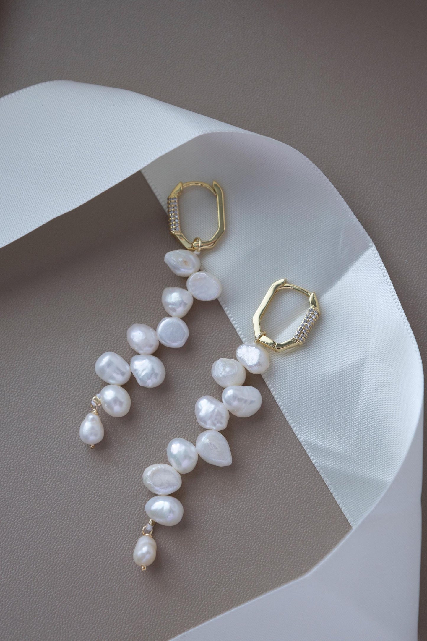 Bridal Laurel Leaf Pearl Drop Earrings