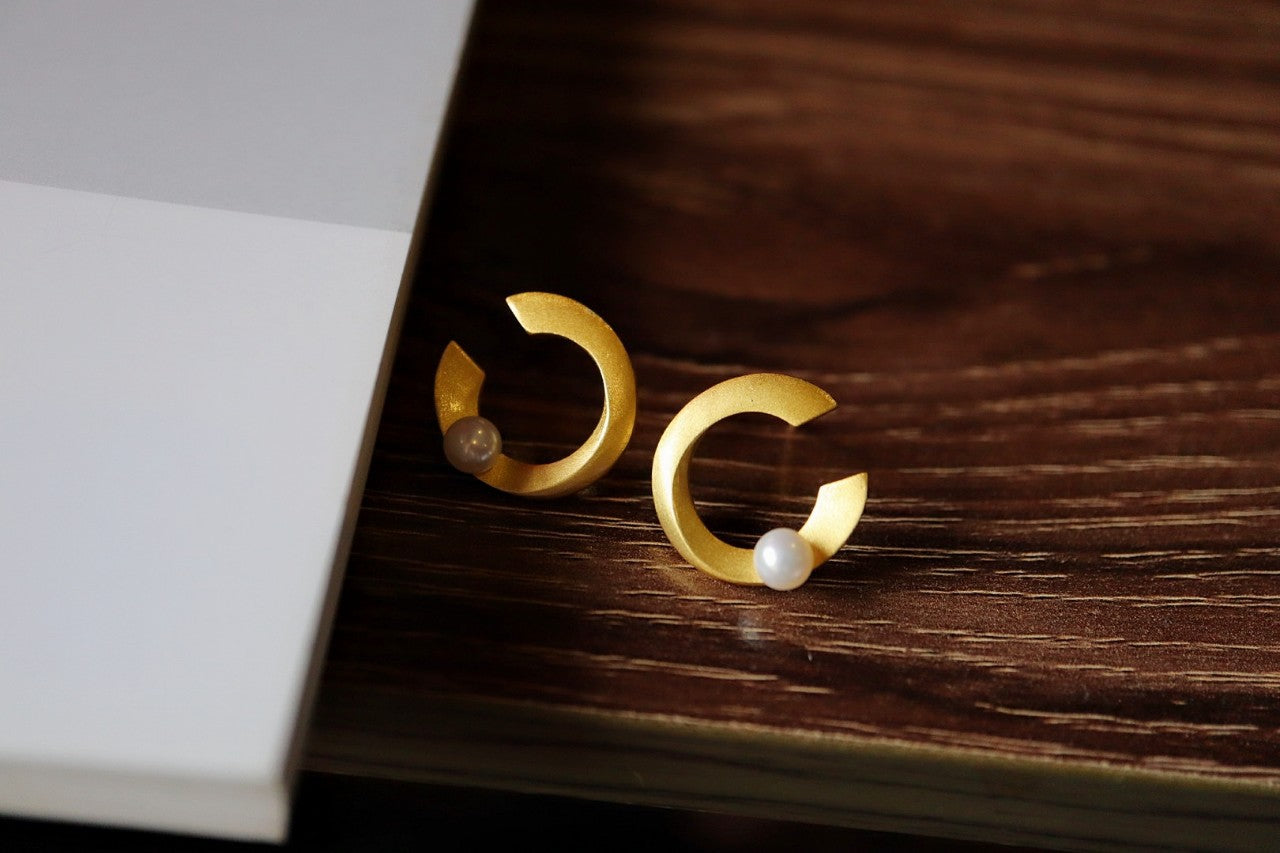 Natural Peals Earrings with Gold Plated Sterling Silver