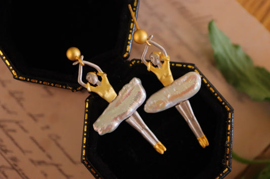 Ballet Dancer Figurine Earrings with Sterling Silver 925