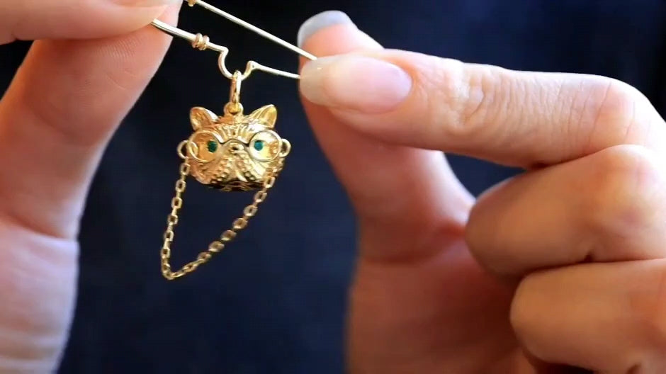 Doctor Cat Necklace /Brooch /Ring with Gold Plated Sterling Silver 925