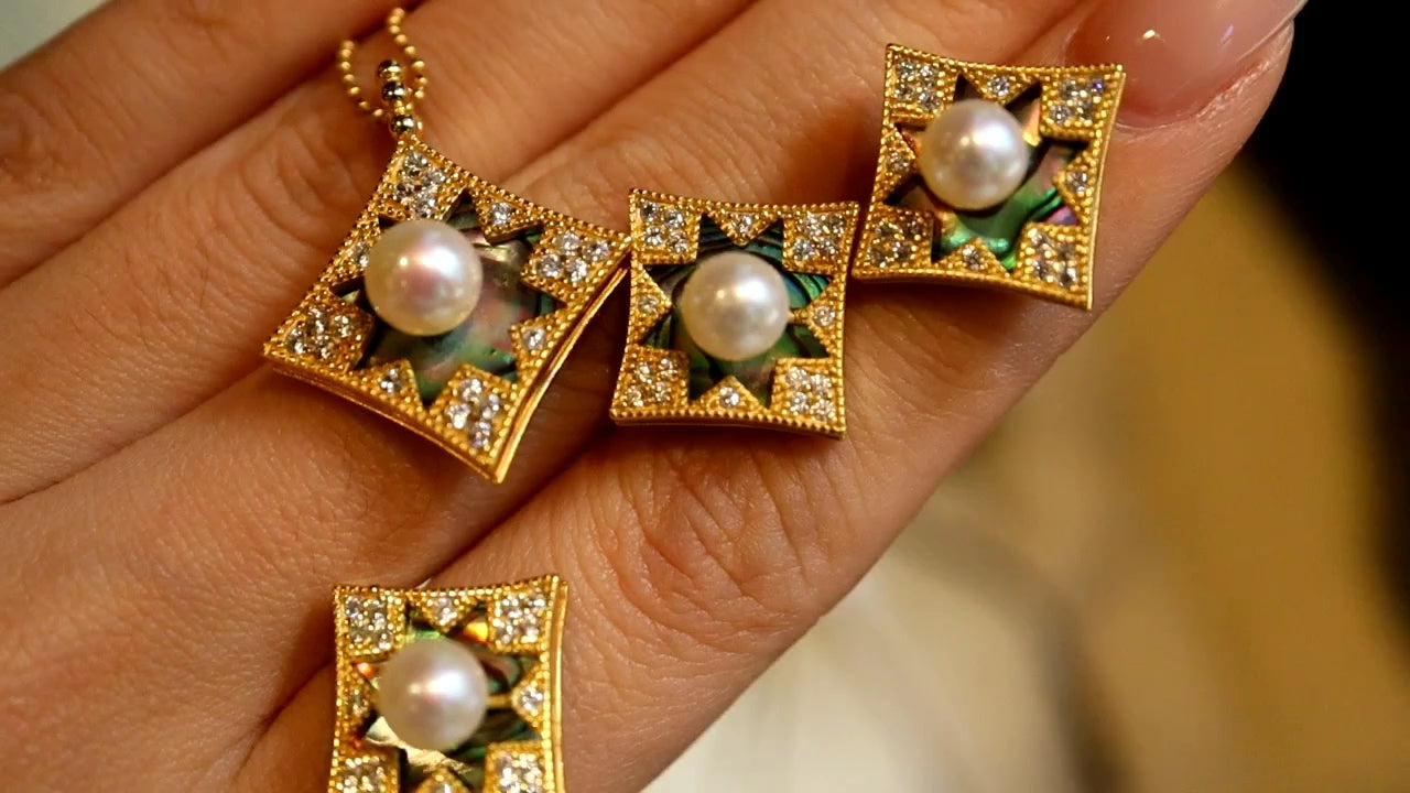 Baroque Square Shade Pearl Necklace with Gold Plated Sterling Silver