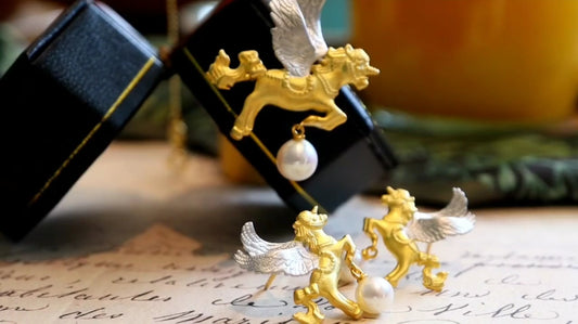 Baroque Flying Horse & Pearl Pendant  with Sterling Silver