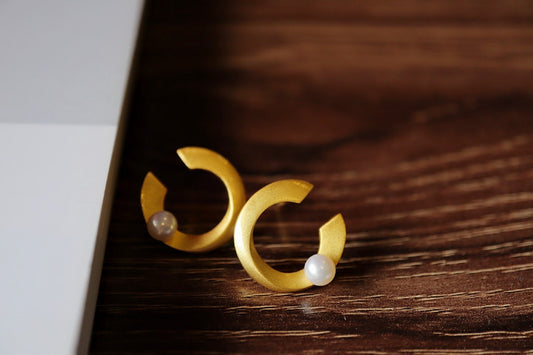 Natural Peals Earrings with Gold Plated Sterling Silver