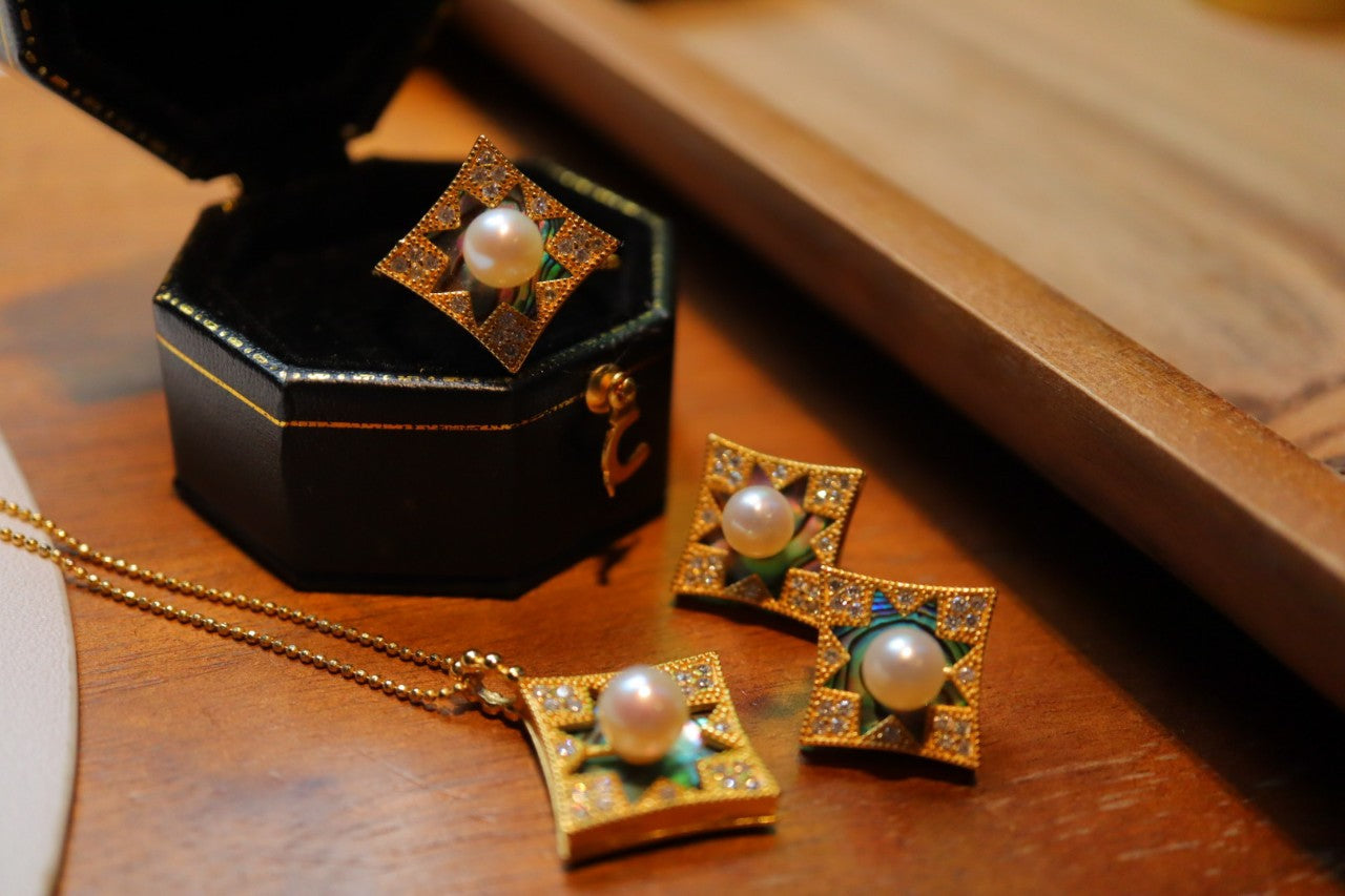 Baroque Square Shade Pearl Necklace with Gold Plated Sterling Silver