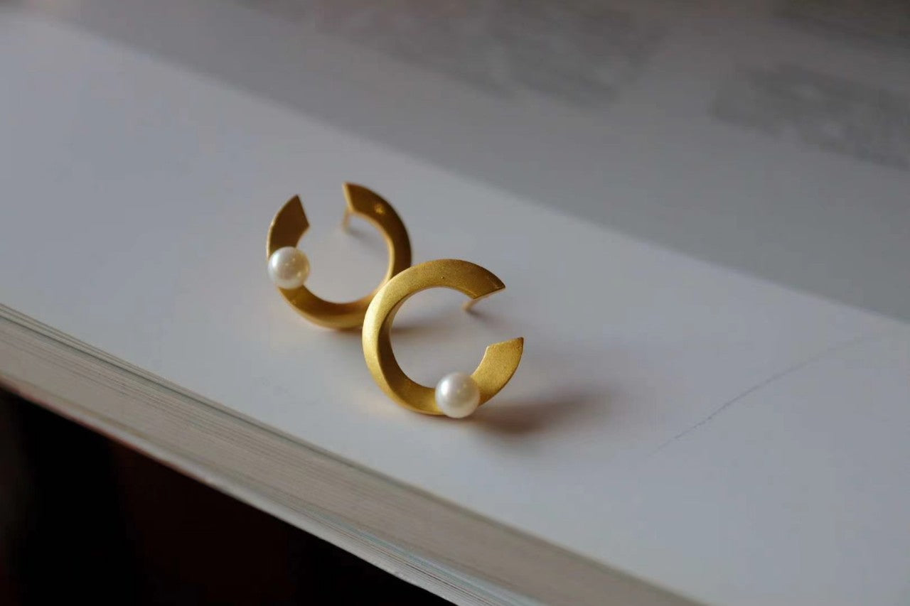 Natural Peals Earrings with Gold Plated Sterling Silver