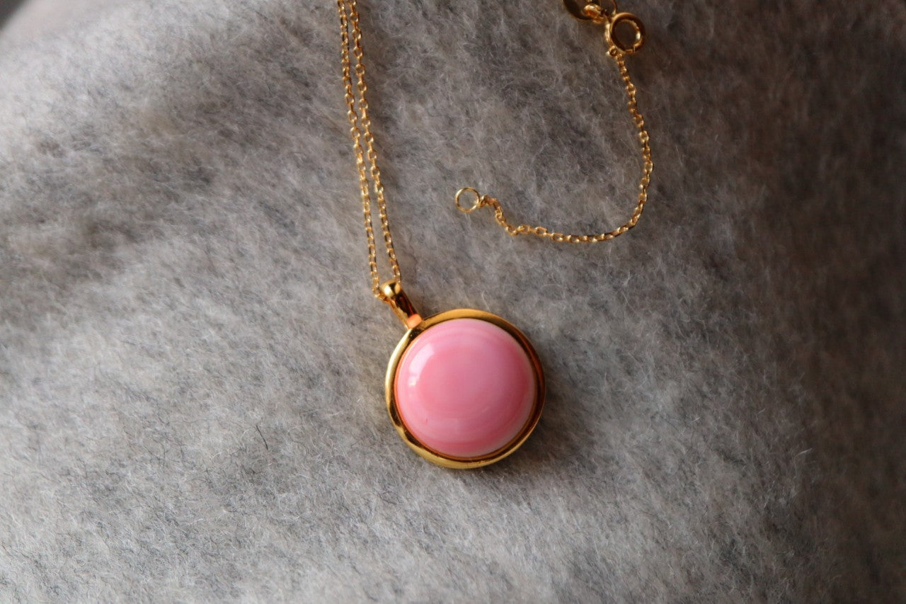 Vintage Pink Queen Conch Pearl Necklace/ Earrings with Sterling Silver