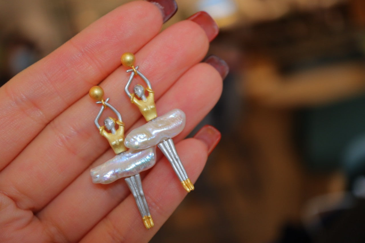 Ballet Dancer Figurine Earrings with Sterling Silver 925