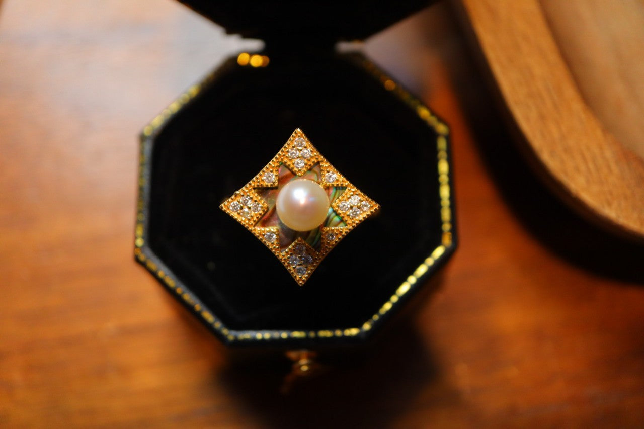 Baroque Square Shade Pearl Necklace with Gold Plated Sterling Silver