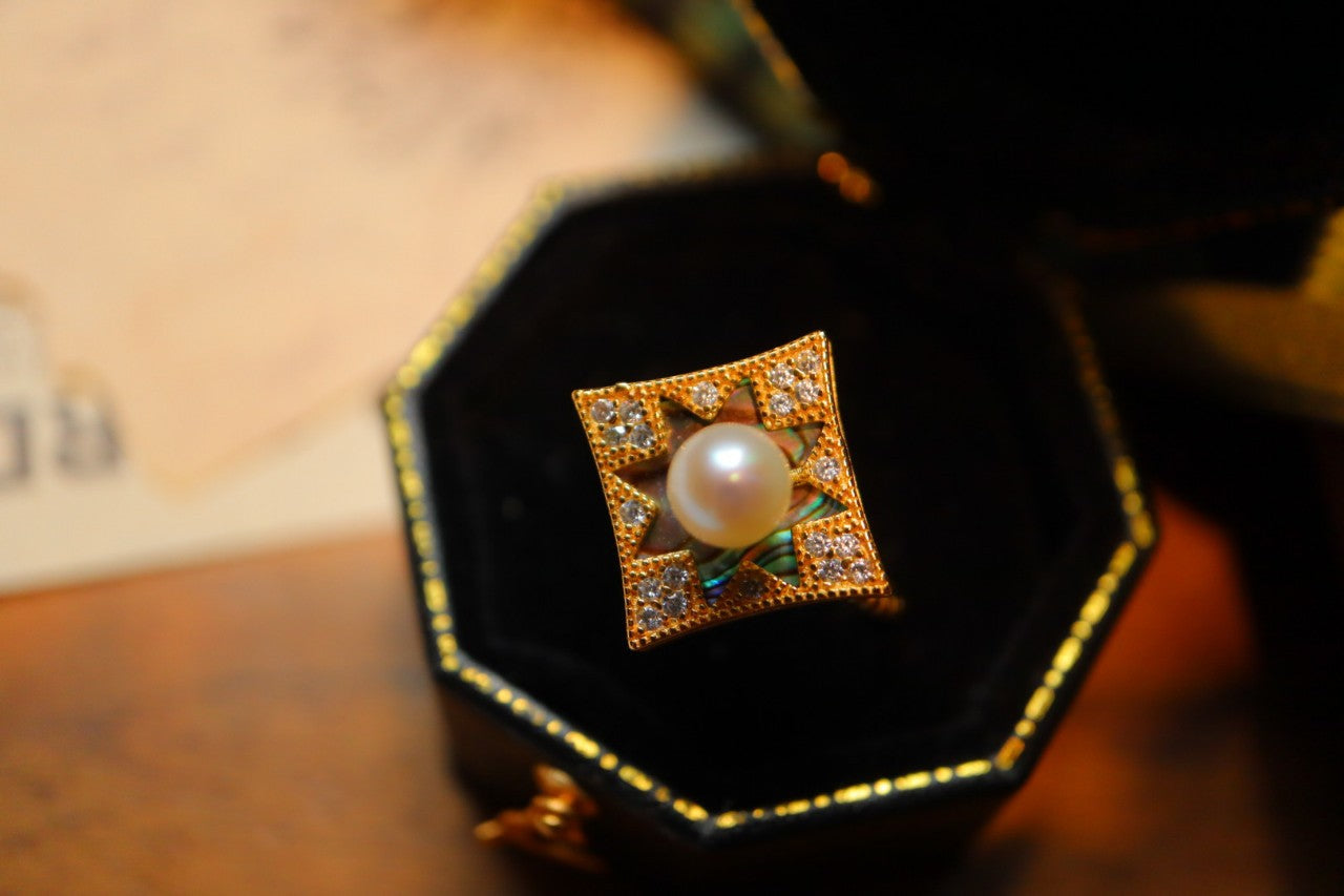 Baroque Square Shade Pearl Necklace with Gold Plated Sterling Silver