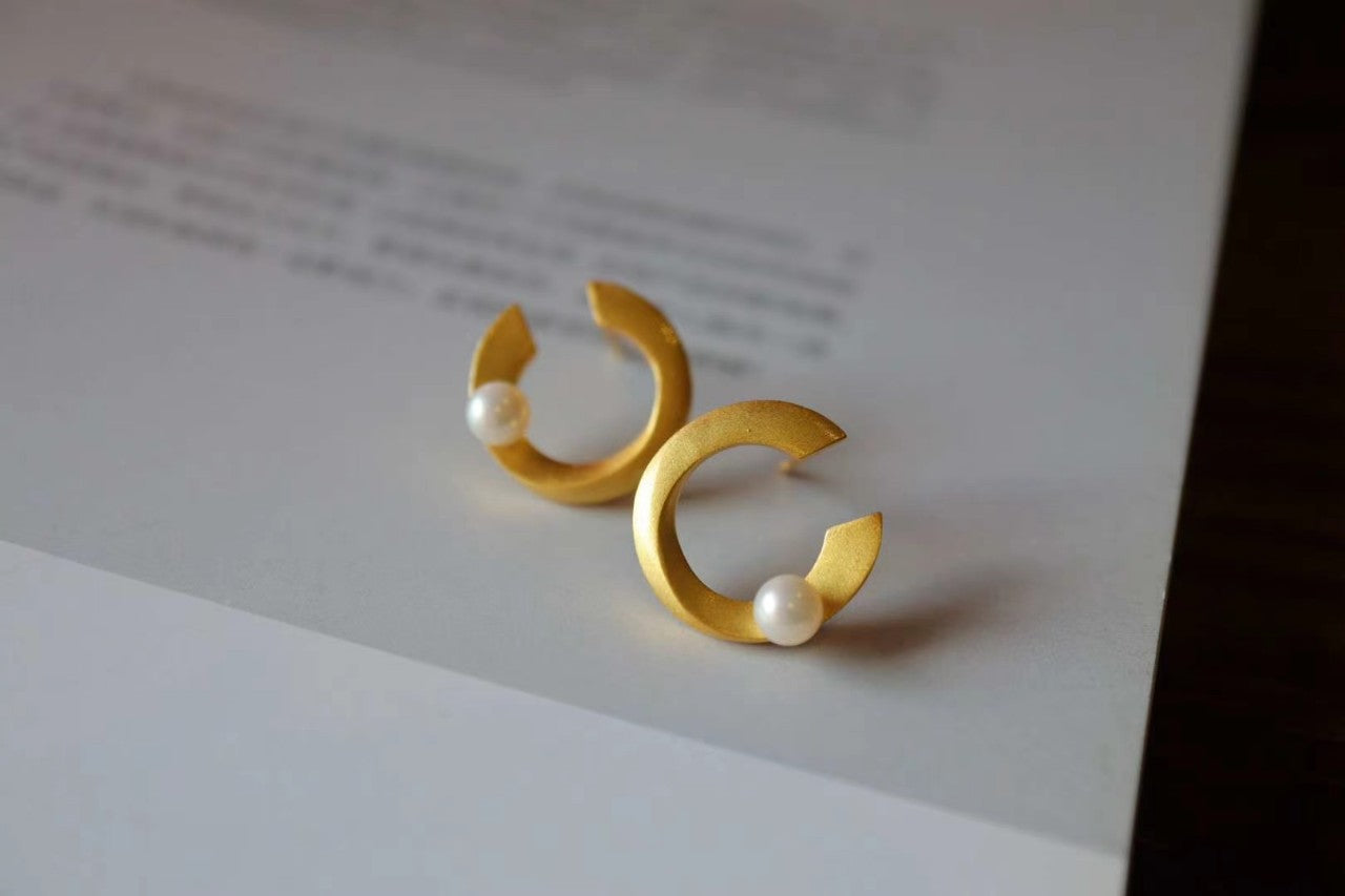 Natural Peals Earrings with Gold Plated Sterling Silver
