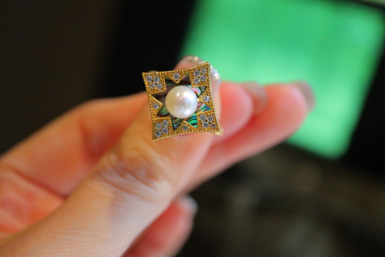 Baroque Square Shade Pearl Necklace with Gold Plated Sterling Silver