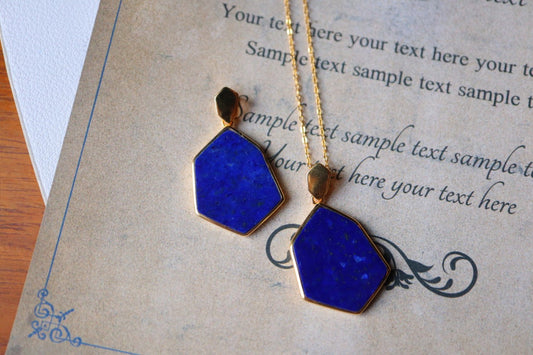 Blue Lapis Lazuli Pendant Pendant in a unique shape with Gold Plated Sterling Silver 925