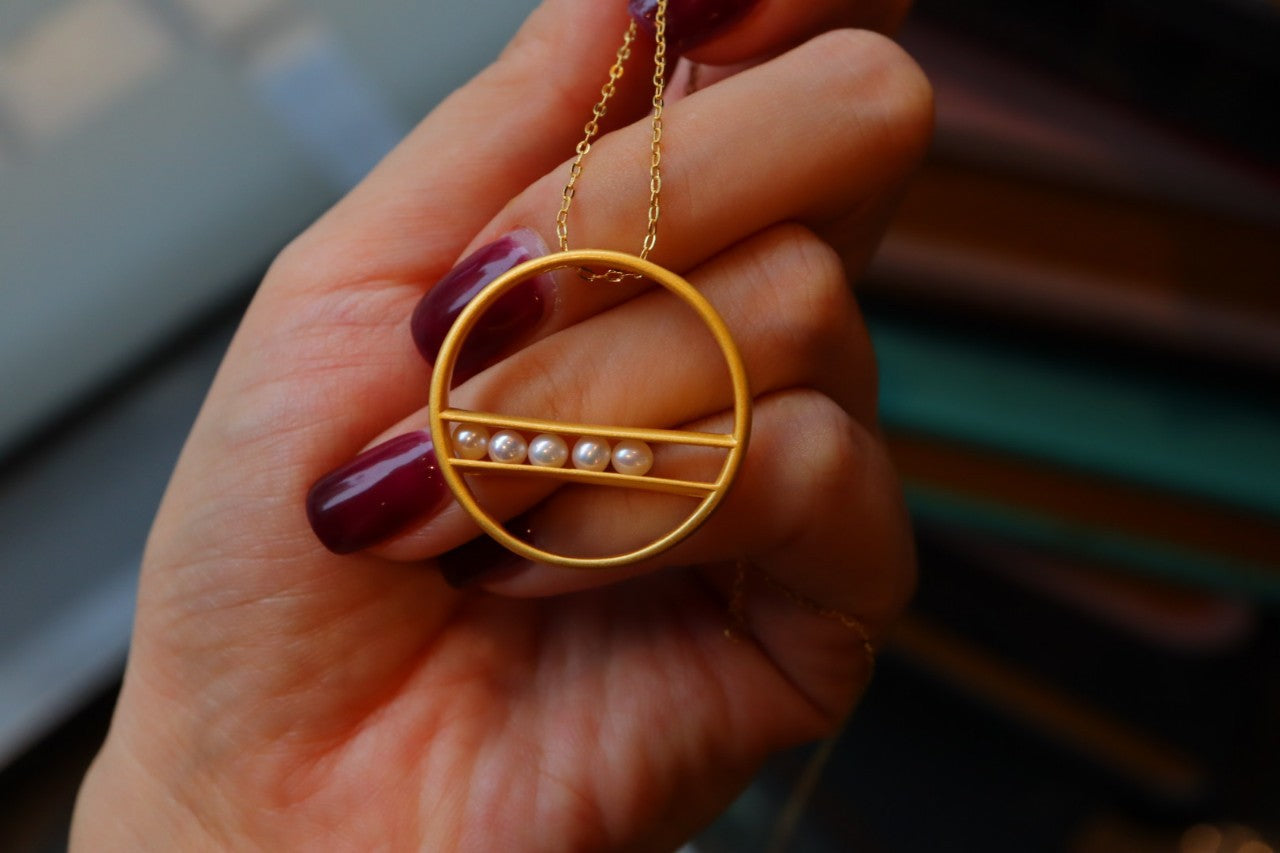 Lucky Beads Pearl Pendant with Gold Coated Sterling Silver