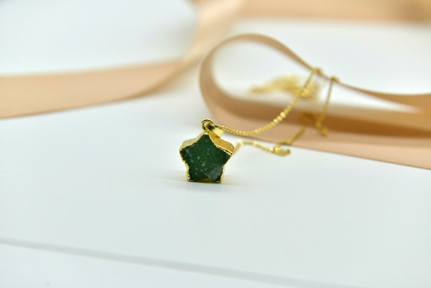 Handmade natural gemstone/Gilt star pendant necklace/Amethyst necklace / Green aventurine jade necklace