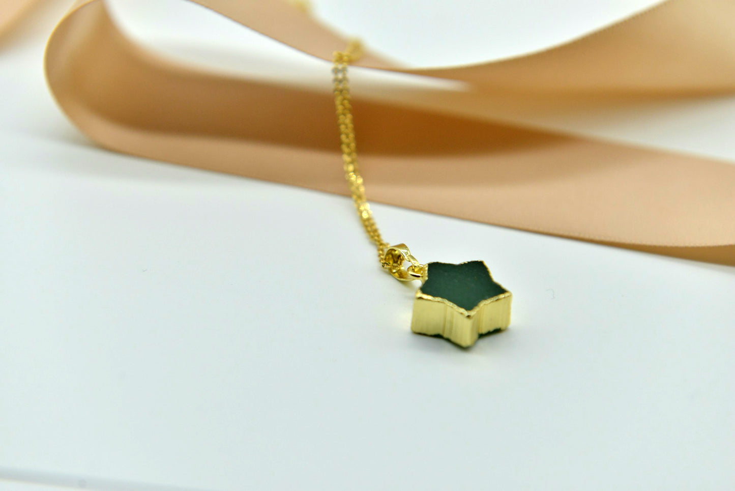 Handmade natural gemstone/Gilt star pendant necklace/Amethyst necklace / Green aventurine jade necklace