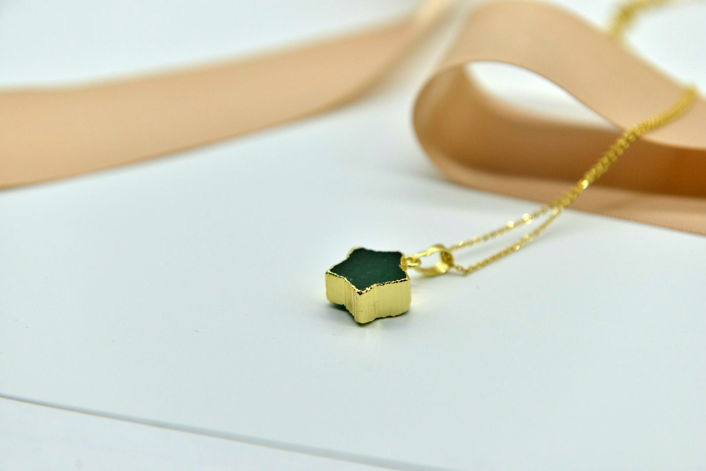 Handmade natural gemstone/Gilt star pendant necklace/Amethyst necklace / Green aventurine jade necklace
