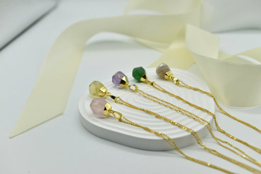 Handmade Natural Raw Gemstone Jewelry/Amethyst Necklace/Rose Quartz jewelry/Aventurine pendent/Botswana Agate /Citrine Pendent Necklace/