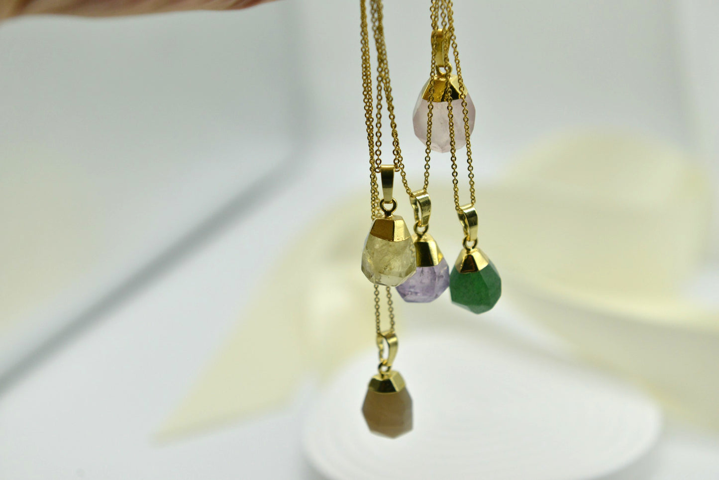 Handmade Natural Raw Gemstone Jewelry/Amethyst Necklace/Rose Quartz jewelry/Aventurine pendent/Botswana Agate /Citrine Pendent Necklace/