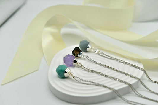 Handmade Natural Raw Gemstone Jewelry/Amethyst Necklace/Amazonite jewelry/Aquamarine pendent /Citrine Pendent Necklace/