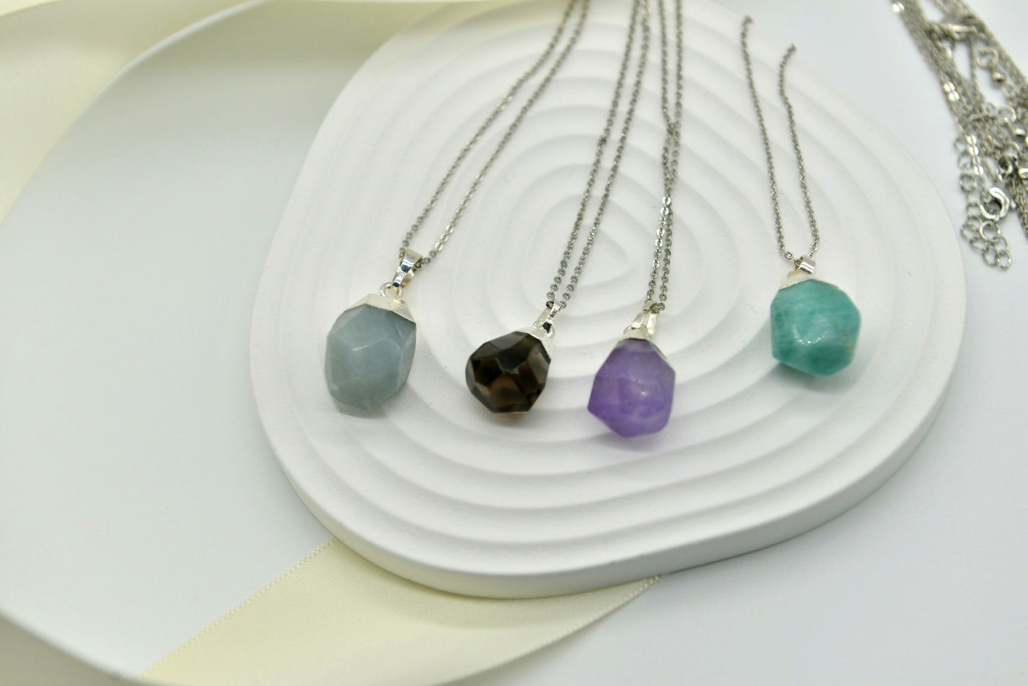 Handmade Natural Raw Gemstone Jewelry/Amethyst Necklace/Amazonite jewelry/Aquamarine pendent /Citrine Pendent Necklace/