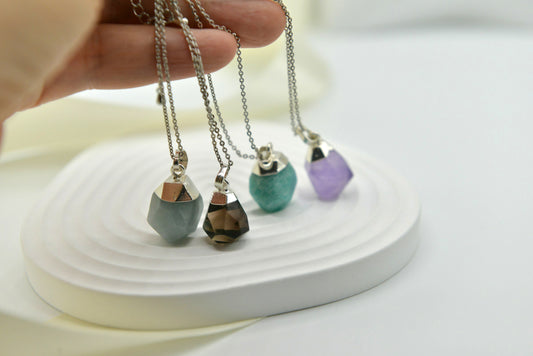 Handmade Natural Raw Gemstone Jewelry/Amethyst Necklace/Amazonite jewelry/Aquamarine pendent /Citrine Pendent Necklace/
