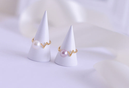 Handmade freshwater Pearl Ring/Adjustable Minimalist Pearl Ring/Sterling Silver Ring/AAA pearl/Elegantly Purple &White Pearl Ring/8mm Pearl