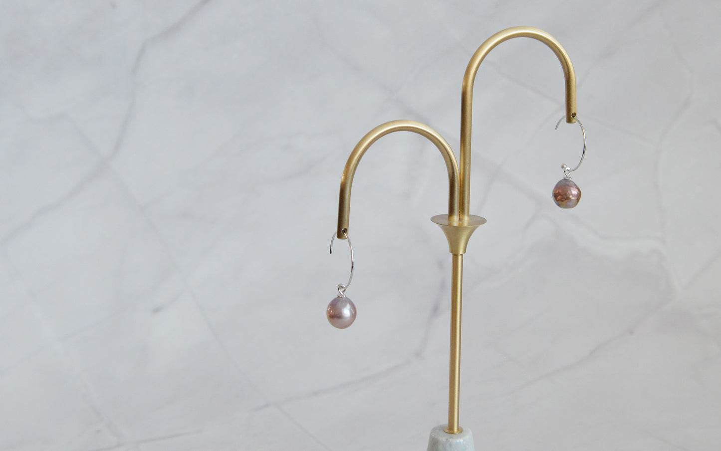 Handmade Baroque Pearl Drop Hoop Earrings/Natural Pearl 18K Gold Plated Sterling Silver Dangle & Drop Earrings /Irregular Purple Pearls