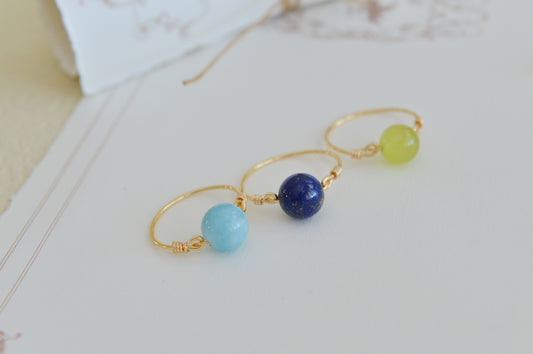 DIY KITS/Handmade Natural Gemstone/Simple Aquamarine Rings/Lapis Lazuli Rings/Green Cat's Eye Stone Rings