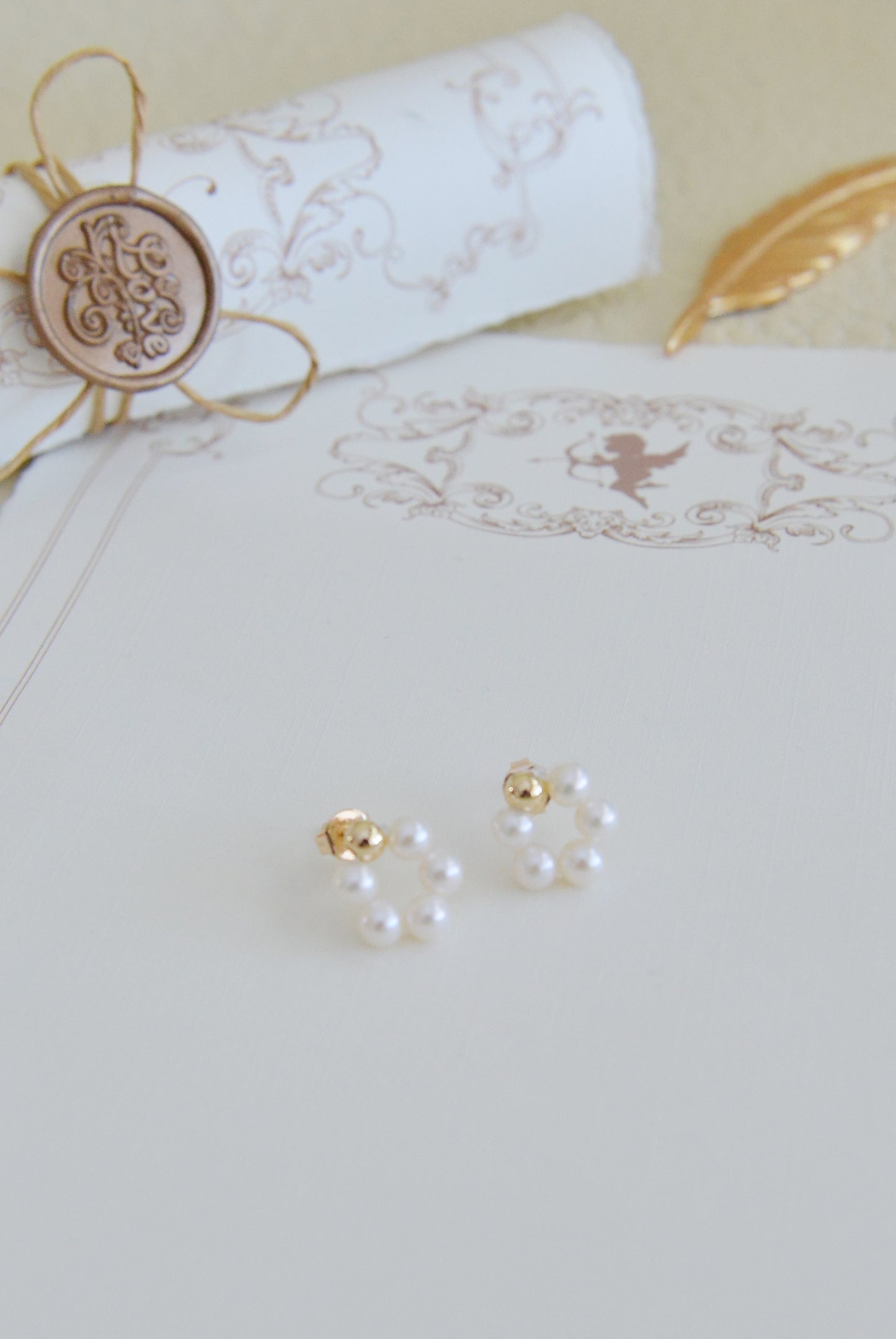 DIY KITS/Handmade Natural Pearl Earrings/Freshwater Pearl Earrings/Tiny Cute Hoop Earrings