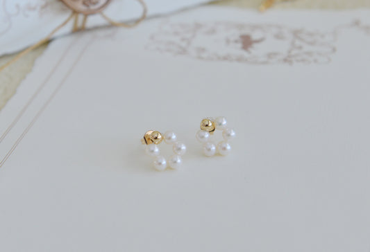 DIY KITS/Handmade Natural Pearl Earrings/Freshwater Pearl Earrings/Tiny Cute Hoop Earrings