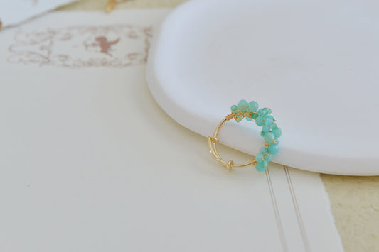 DIY Sets/ Handmade Natural Gemstone Rings/Amazonite Rings/Gold Plated