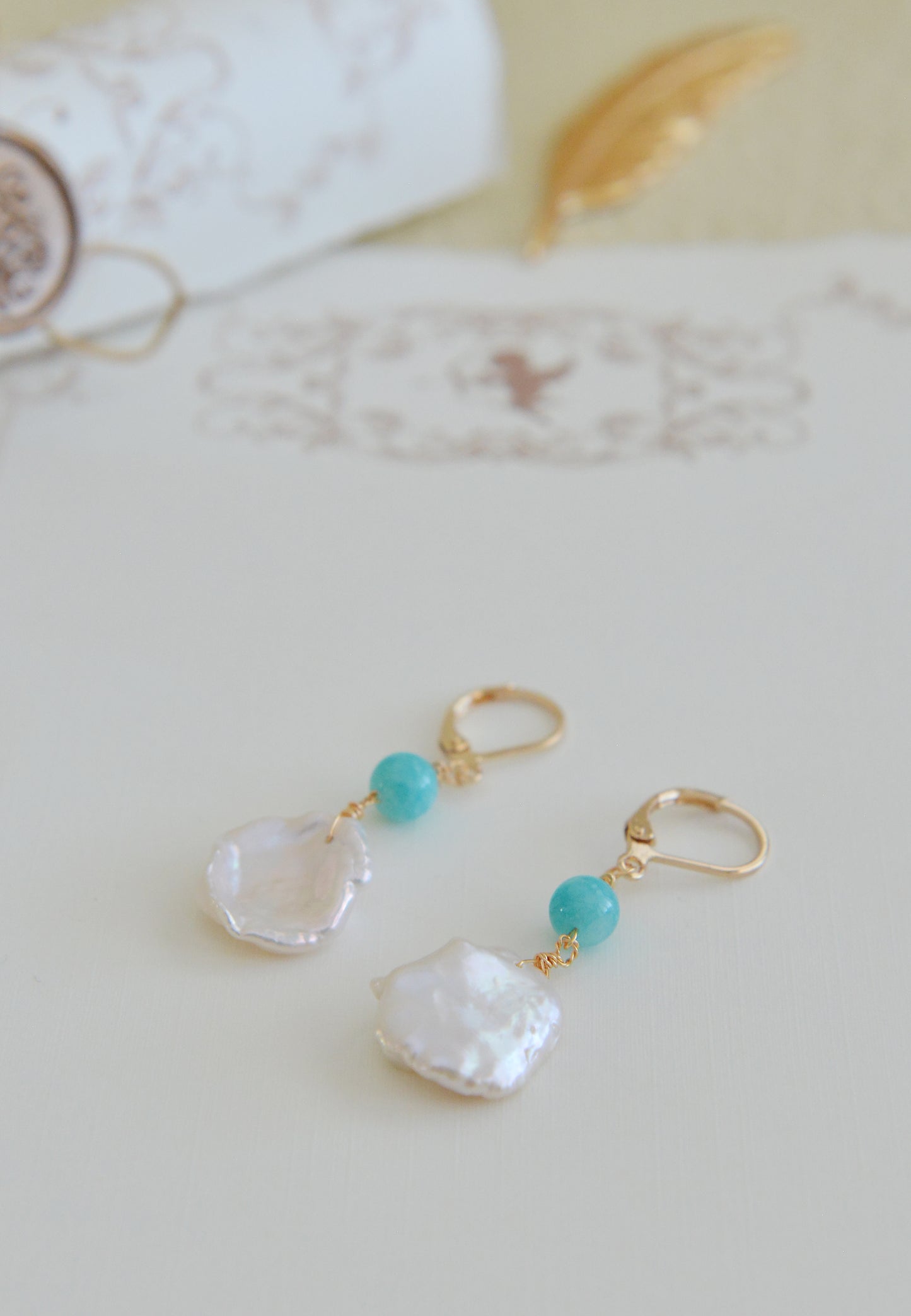 DIY KITS/Handmade Natural Freshwater Pearl Earrings/ Petal Pearl Drop Earrings/Baroque Pearl Earrings