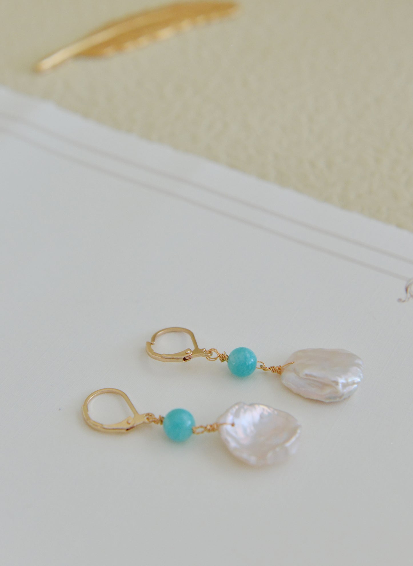 DIY KITS/Handmade Natural Freshwater Pearl Earrings/ Petal Pearl Drop Earrings/Baroque Pearl Earrings