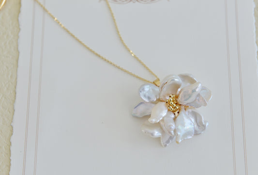 DIY SETS/Handmade Natural Pearl Necklace/ Flower Pendent Necklace/Baroque Pearl
