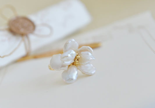 DIY SETS/Handmade Natural Pearl Rings/ Flower Rings/Baroque Pearl