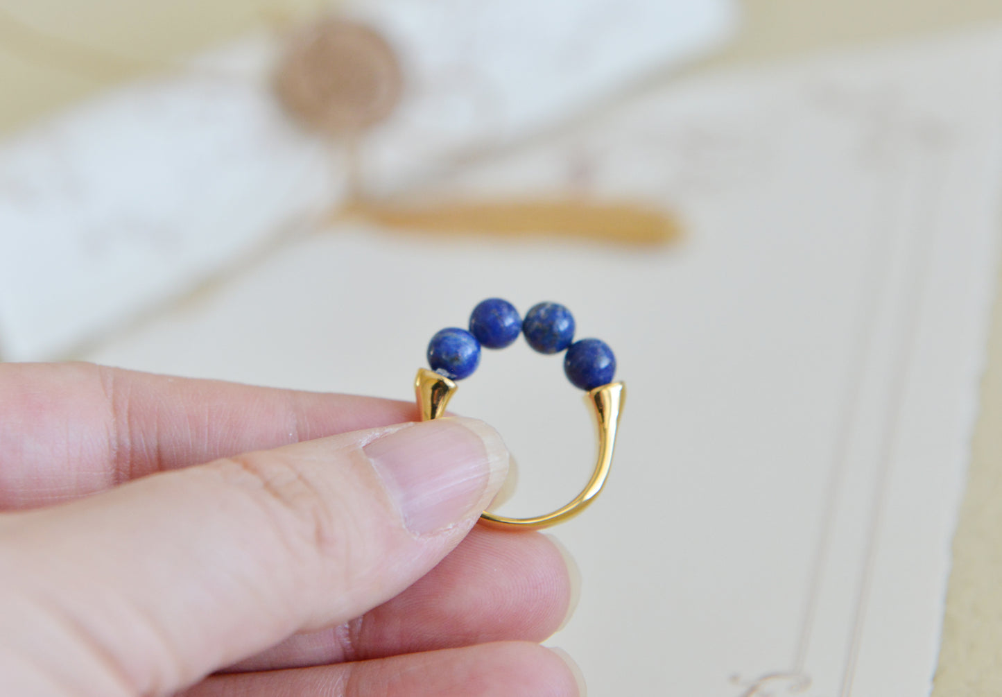 Handmade  Natural Gemstone/ Real Crystal Ring/Lapis Lazuli Stone Ring/
