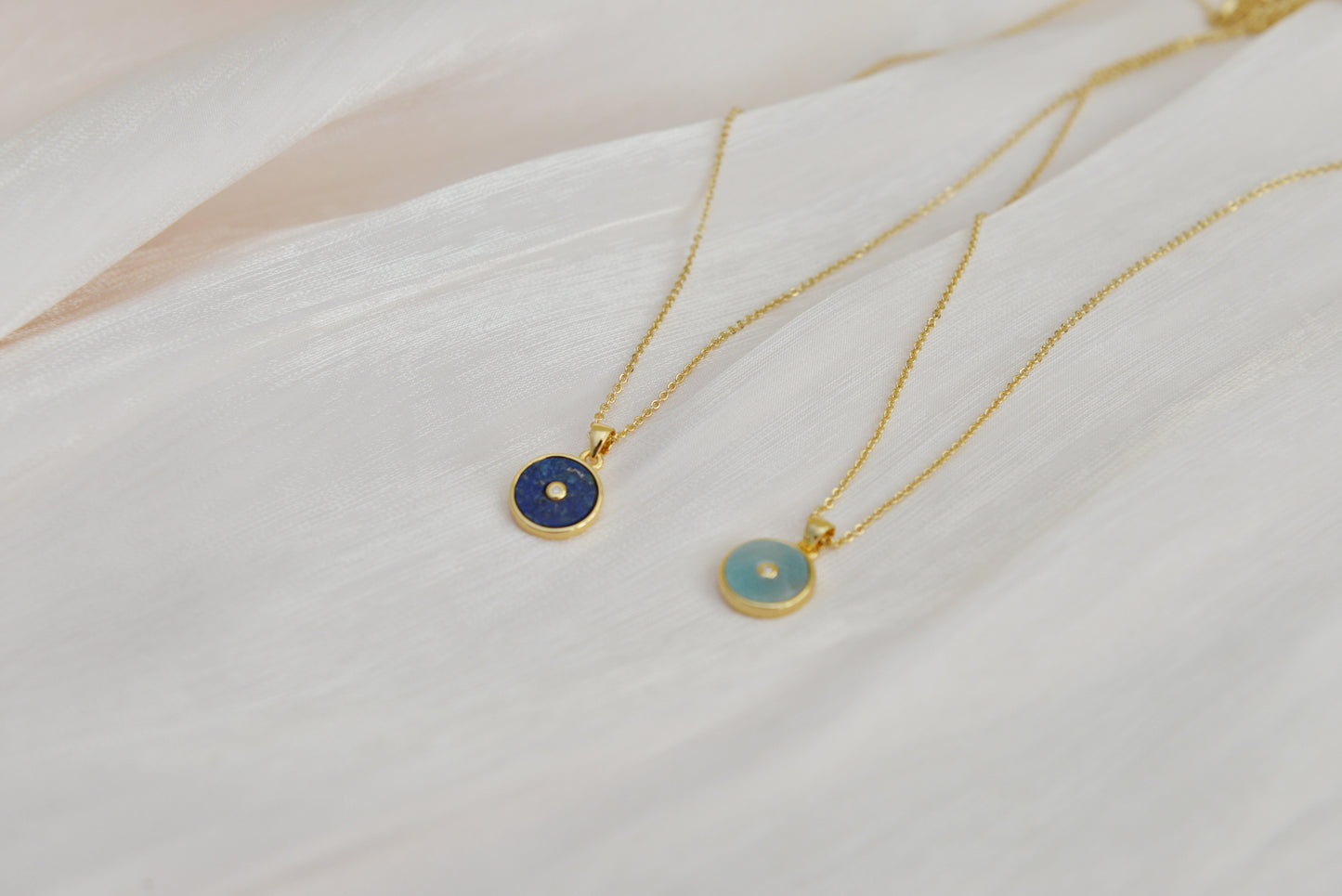 Handmade natural gemstone necklace/amazonite pendent/lapis lazuli pendent necklace