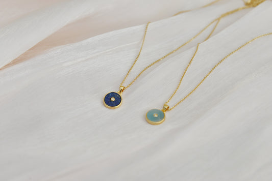 Handmade natural gemstone necklace/amazonite pendent/lapis lazuli pendent necklace