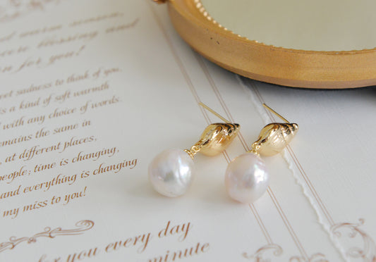 Handmade freshwater pearl Earrings/Natural Baroque Pearl Earrings/14K Gold Filled/wedding earring/real pearl earrings/AAA pearl/Bride choice
