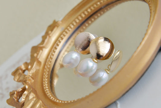 Handmade freshwater pearl Earrings/Natural Baroque Pearl Earrings/14K Gold plated/wedding earring/real pearl earrings/AAA pearl/