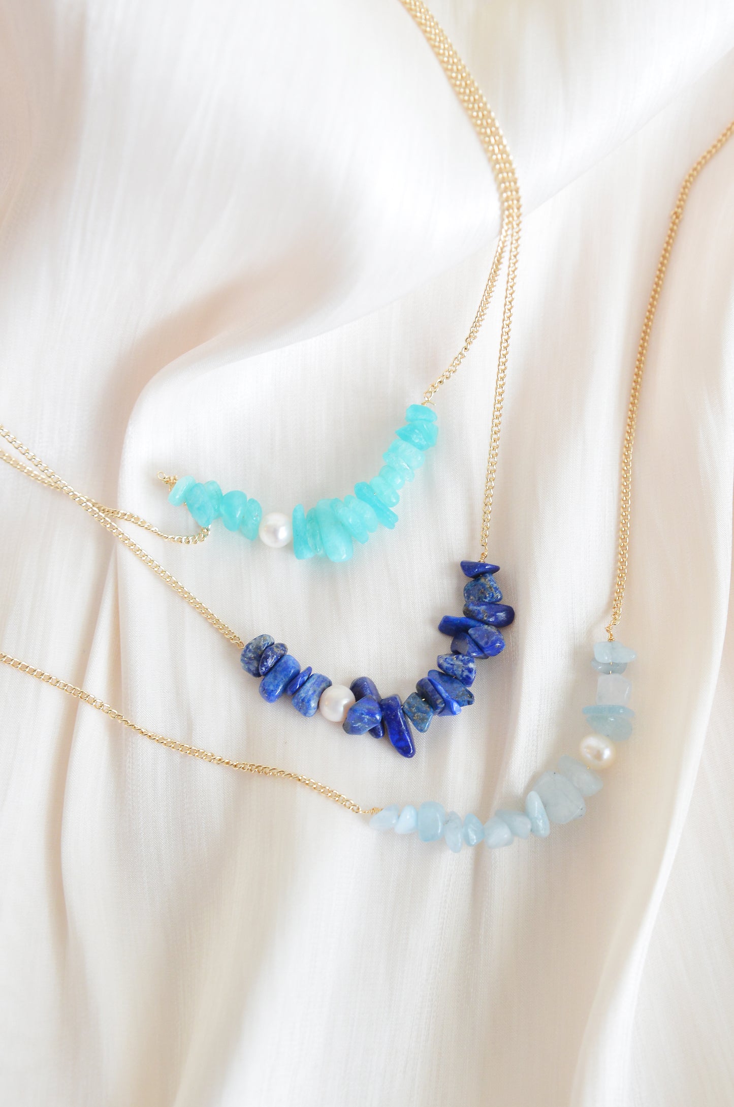 Handmade natural gemstone necklace/Lapis lazuli necklace/aquamarine necklace/amazonite necklace