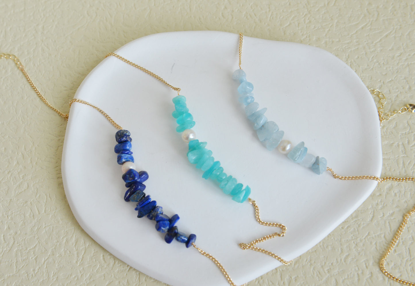 Handmade natural gemstone necklace/Lapis lazuli necklace/aquamarine necklace/amazonite necklace