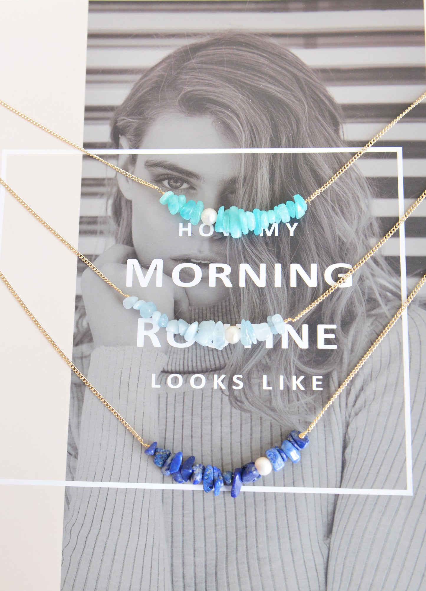 Handmade natural gemstone necklace/Lapis lazuli necklace/aquamarine necklace/amazonite necklace