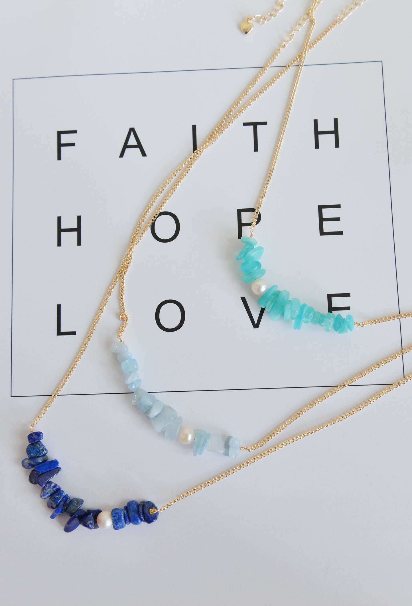 Handmade natural gemstone necklace/Lapis lazuli necklace/aquamarine necklace/amazonite necklace