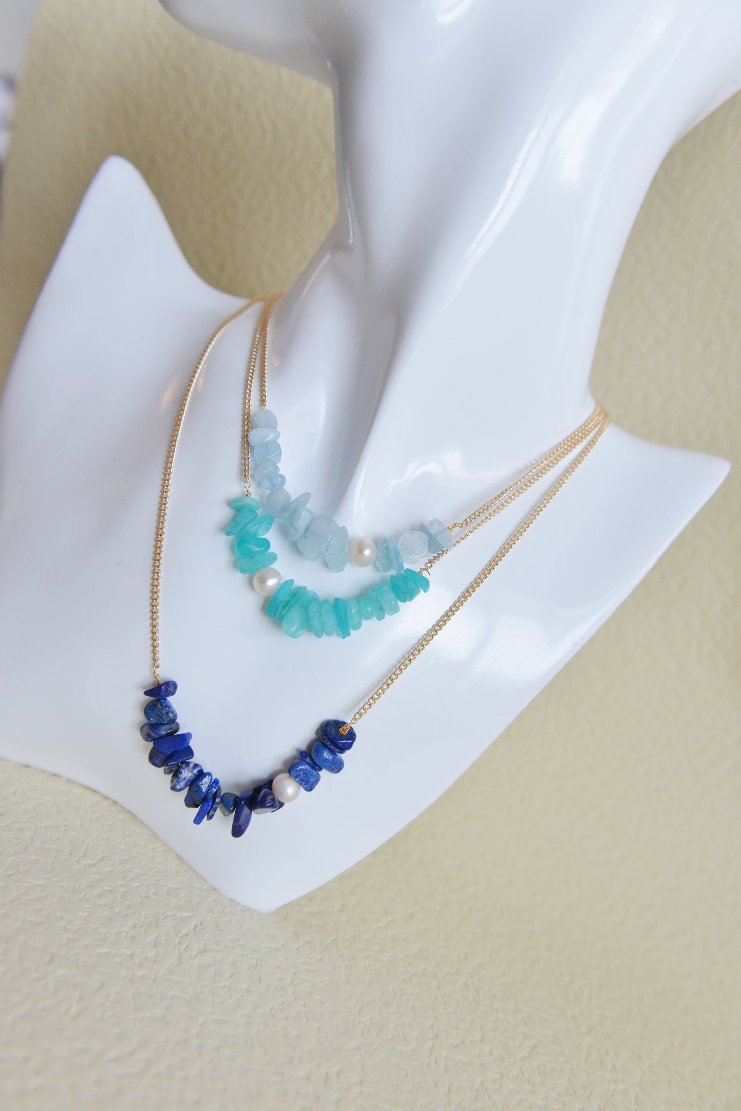 Handmade natural gemstone necklace/Lapis lazuli necklace/aquamarine necklace/amazonite necklace