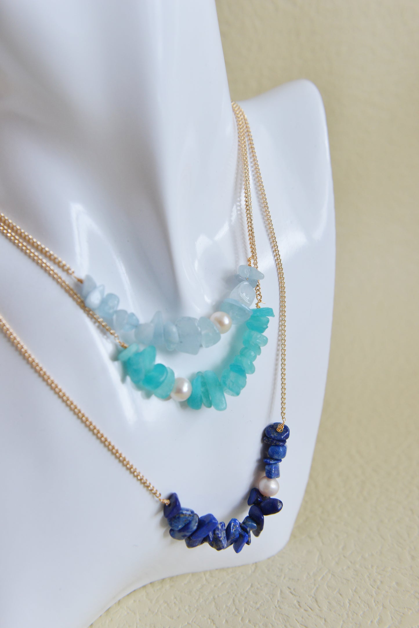 Handmade natural gemstone necklace/Lapis lazuli necklace/aquamarine necklace/amazonite necklace
