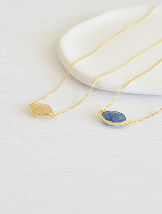 Handmade natural gemstone necklace/lapis lazuli choker/delicate crystal necklace/